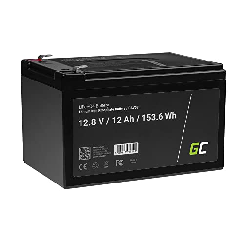 Green Cell® LiFePO4 Batería | 12Ah 12.8V 153.6Wh | Battery de Litio-Hierro-fosfato para Autocaravana, Bote, Carrito de Golf, Fotovoltaico, Solar, Panel Solar, Vehículos eléctricos, Hogar, Marina
