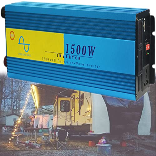 Inversor Onda Pura 1000W/1500W/2000W/3000W/5000W, Transformador DC 12V/24V a CA 110V/230V , Inversor de Corriente para Coche, Inversor Solar, Convertidor para Autocaravana, Camion,1500W-24Vto230V