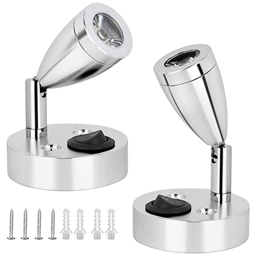 kieyeeno 2PCS Luz de Lectura LED 12V, 3W Lámpara de Pared Regulable 3000K con Cargador USB Interruptor para Barco Autocaravana Caravana Camper Cabina Camión