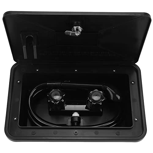 Kit de Cabina de Ducha Exterior, Negro, 13.39 X 8.46 X 3.15 Pulgadas, Kit de Cabina de Ducha Exterior con Cabezal de Ducha con 2 Llaves, Accesorios para Caravana, Autocaravana, Caravana