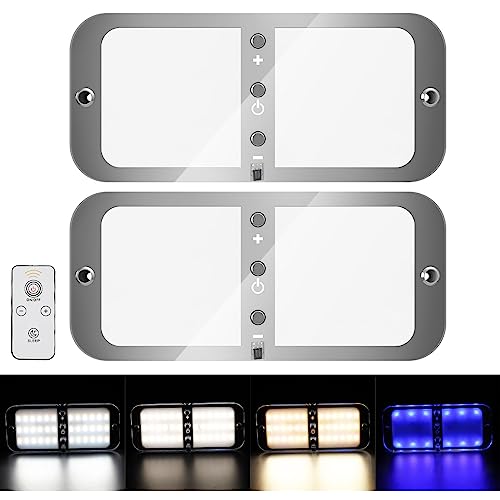 Kriogor 2PCS 12v Luces interiores Led, 700LM 12V Lámparas LED, 72 LED luces LED de interior para coche, Luz LED 12v Camper Luces LED Caravana Interior para Van RV Motorhome Furgoneta 3 Colors(72LED*2)