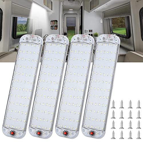 Linkstyle Luces de Techo Interiores de Coche, 72 LED Luz Interior LED de 12V Lámpara con ON/OFF Interruptor 10W Luz Lectura Blanca Iluminación para Autocaravana Van Autobús Camper Cocina (4 piezas)