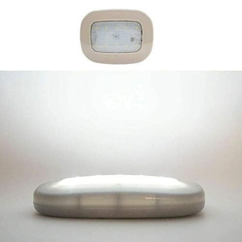 MASO Luz de techo para coche, autocaravana, 10 LED, lámpara de lectura USB, para remolque, furgoneta, yate, barco, caravana (beige + blanco)