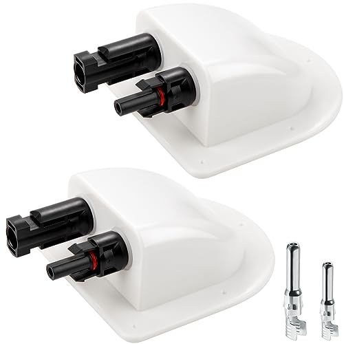 Mbsomnus Pasacables de 2 unidades, resistente al agua, ABS, para techo, para autocaravana, color blanco, con doble entrada de cable, carcasa para paneles solares, caravanas, barcos, proyectos solares