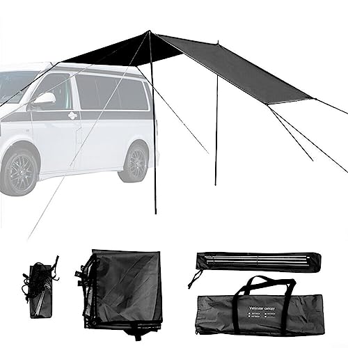 NIKJEBDF Toldo universal para autocaravana, furgoneta, caravana, SUV, autocaravana, camping, remolque, protector solar, color negro