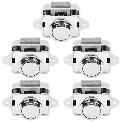 OCGIG 5Pcs Pomo para Puerta de Armario con Botón de Presión para Caravana o Autocaravana Plateado