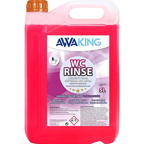 PLANTAWA Liquído WC Químico Rinse Awaking 5L Aditivo para la Cisterna de WC, Limpia y Desinfecta la Taza del Inodoro, Agradable Aroma