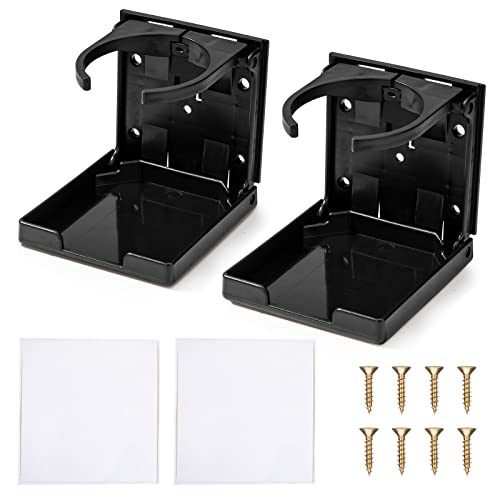 Portabebidas Coche Portavasos Ajustable Soportes para Bebidas Plegables para Coche Autocaravana Camión 2 Piezas Negro