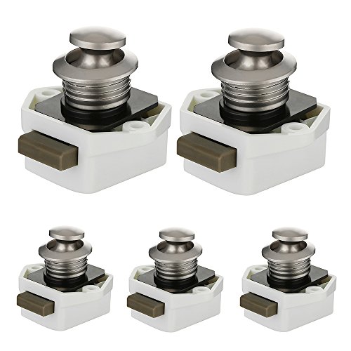Pulsador para puerta sin llave (5 unidades), 15-27 mm, para caravana, autocaravana, muebles y armarios