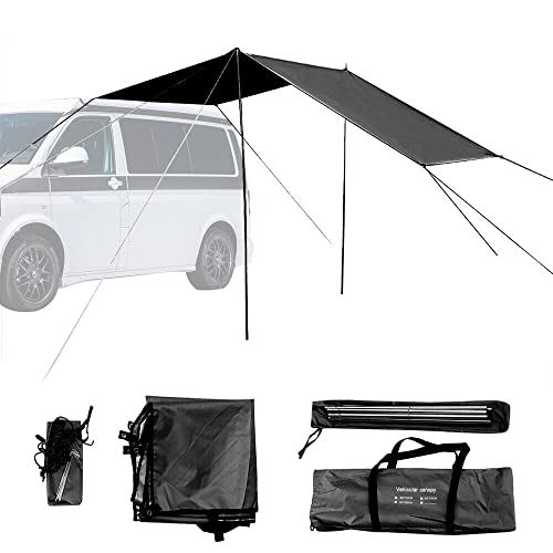 QOXEZY Toldo universal para caravana, toldo solar, pantalla solar, toldo lateral del coche, tela ignífuga 210D denier para autocaravana, furgoneta, caravana, SUV
