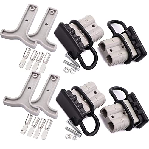 RUNCCI-YUN Conector de batería 50A (4pcs Coche Batería de Conexión Rápida Desconexión rápida 600V Conectores de Alimentación para automóvil, Autocaravana, Caravana, Autocaravana, Barco(Gris)