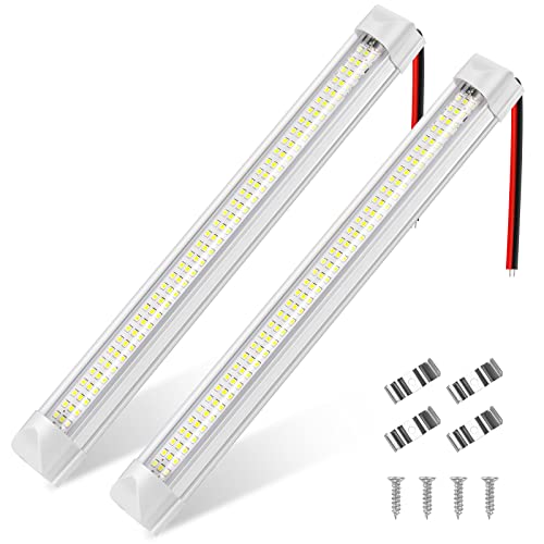 Thlevel 108 LED Barra de Luz Interior del Coche, 12V-80V Iluminación Auto Interior con Interruptor, Tubo Lámpara de Coches para Vehículos, Camión, Caravana, Barco, Interior (2PCS)