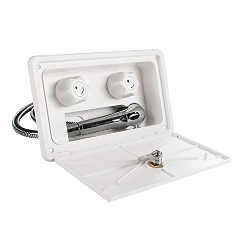 TRUFAS 1 Set Blanco/Negro RV Kit de Caja de Ducha Exterior con Cerradura de Bote al Aire Libre Camper de Autocaravana Accesorios de Caravana (Color : Bianco)