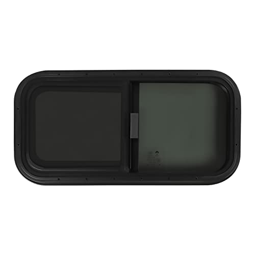 Ventana de autocaravana redondeada lateral con red de protección contra insectos para caravanas, expositores, ventanas de autocaravanas, 700 x 400 mm, color negro