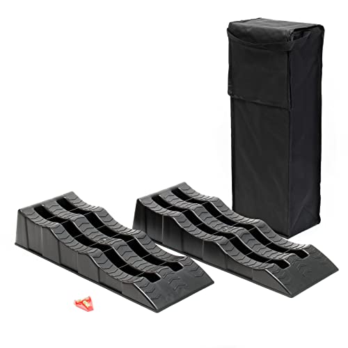 XPOtool Set de 2 niveladoras 40/70/100mm cuñas de nivelación con bolsa y nivel de burbuja hasta 3 t