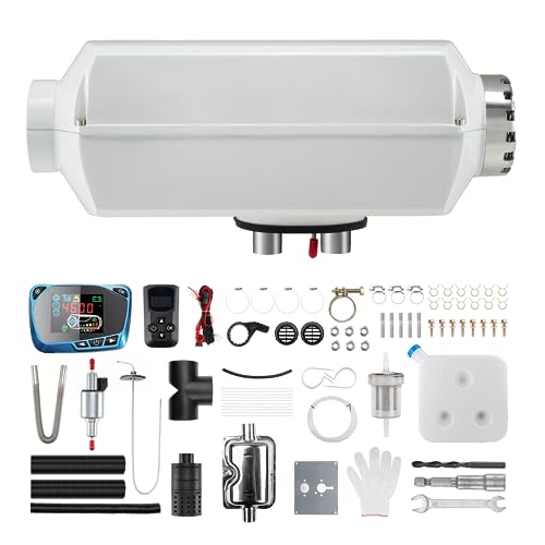 1 INCHHOME 2KW/5KW/8KW Calentador de Aire diésel de 12V Calentador de estacionamiento w/LCD (Blanco metálico, 8KW Nuevo Mando a Distancia)