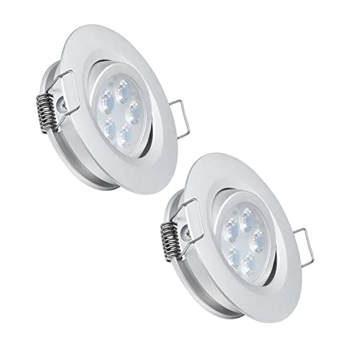 acegoo Foco Empotrable LED 12V Autocaravana Ángulo de haz de 35° Downlight Regulabl Iluminacion, para Caravana Barco Camión Camper, 205lm Aluminio completo sin transformador(Plata 3000K)