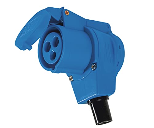 as - Schwabe Acoplamiento angular CEE - 230 V / 16 A con toma de contacto de tierra - Para caravanas y autocaravanas - Apto para uso exterior - IP44 - Azul I 60474