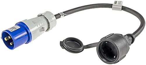 Cable Adaptador CEE de 35 m, Conector Macho a Toma de Tierra IP44, protección contra Salpicaduras de Agua, H07RN-F 3G2,5 230 V/16 A, 3 Pines, 3500 W, para Camping, caravanas y autocaravanas