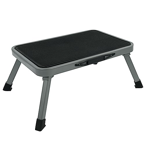 Cartrend 10167 escalón plegable de un solo peldaño para peldaños de autocaravana reposapiés camping autobús caravana hasta 150 kg 47 x 26 cm altura: 17 cm