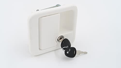 Cerradura para puerta exterior, caravana, sistema FF FAP con cilindro, 2 llaves, color blanco