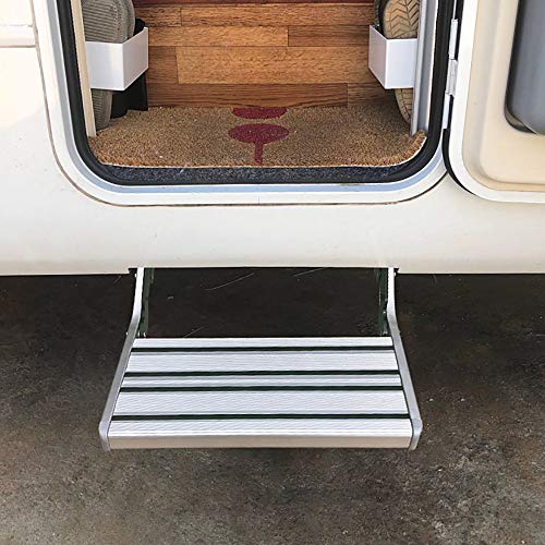 CHHMAELOVE Plegado Se Produce El Embarque De Escalera Pases Caravana Autocaravana,EscalóN Accesorio para Caravana Aluminio,EscalóN Plegable para Caravana (hasta 200 Kg),Silver