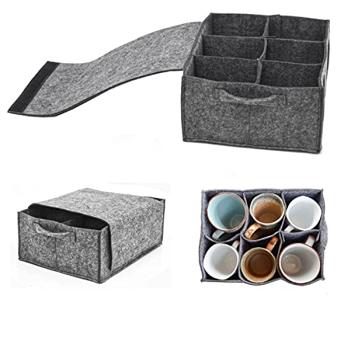 DuneDesign Portavasos de Fieltro para Autocaravana - 28x21 Soporte para Tazas Camping Soporte Vasos Barco Complementos para Caravanas Autocaravanas Accesorios Organizadores Caravanas Taza Autocaravana