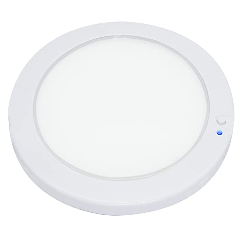 Facon - Iluminación Interior de Techo LED Redonda Brillante de 5 Pulgadas y 12 V con Interruptor de Encendido/Apagado e indicador Azul para RV/Caravana/Remolque/Barco/vehículos (3400 K Blanco cálido)