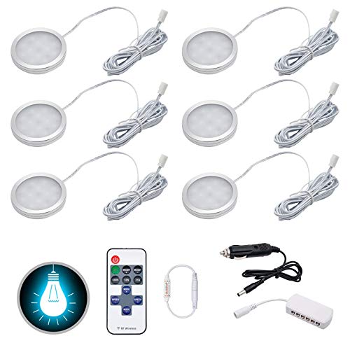 Focos Led para Interiores, 12V 2W Universal Luz Empotrable de Techo para Coche con Control Remoto para Luz de Autocaravana T4 T5 Camper Van Caravan (6PCS)