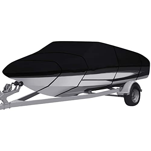 Funda para Barco, Resistente 210D/420D de Grado Marino,Tela Oxford Impermeable con protección UV, Casco en V Runabout Jumbo Boat Speedboat Fishing Ski Boat (11-13FT-V,420D)