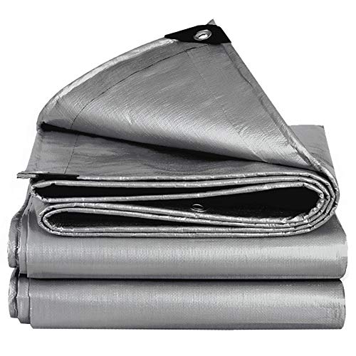 LXLA- Lona impermeable al aire libre con ojales, tela multiusos reforzada impermeable de la cortina del Rip-Stop, gris plateado - 200 g/m² (Size : 3m x 4m)