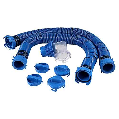 Offgridtec® Juego de manguera de aguas residuales para autocaravana sin herramientas para purgar agua potable y aguas residuales.