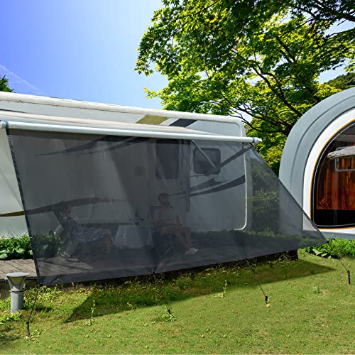 Pantalla de protección Solar para autocaravanas Dulepax, Altura de caída 2,46m x 2,85m de Longitud -Bloqueador Solar Universal para autocaravanas con Kits completos.