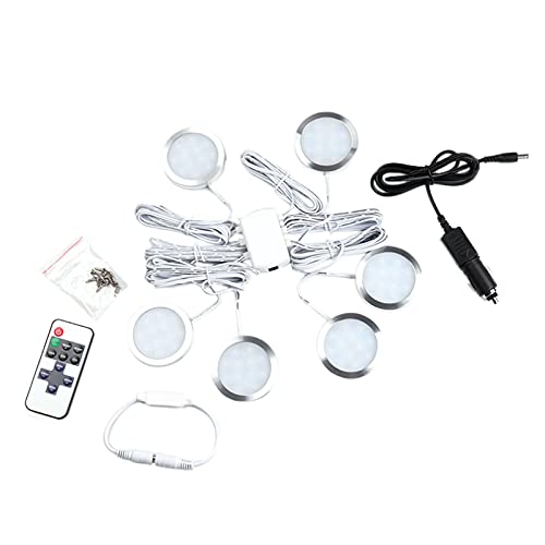 QISUO Focos LED Interiores, Paquete de 6 focos LED para Interiores, 12 V, LED empotrable, 6000 K, Blanco, 240 LM, Accesorio de Techo, reemplazo Regulable para VW T4 T5 Camper Van Caravan Autocaravana