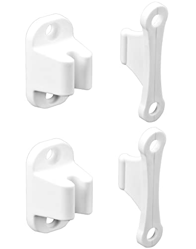 QWORK 2 Piezas Retenedor Robusto de Puerta para Autocaravana y Camper, Blanco (Tornillos incluidos)