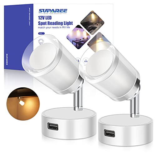 SUPAREE Iluminación Interior Coche USB Luces LED Coche Interior 12V LED Camper 12v Furgoneta Caravana Lampara Luz Lectura Autocaravana para Barco con 3W 3200k Tactil Regulable