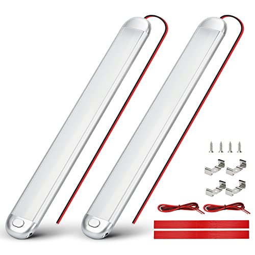 SUPAREE Luces LED Coche 12V Luz LED 12V Camper Barra LED 12V Interior Lampara 12V Caravana con Interruptor 6000K Blanco para RV Autocaravana Furgoneta Barco Techo Camión 2PCS