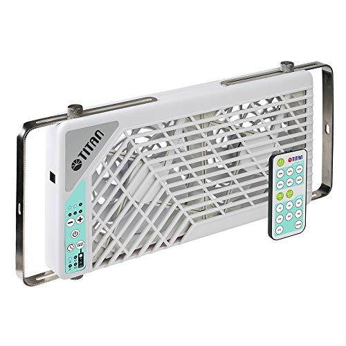 TITAN - Ventilador doble de techo de 12 V CC, 140 mm, reversible, con mando a distancia, perfecto para caravanas y autocaravanas (TTC-SC21/V3)