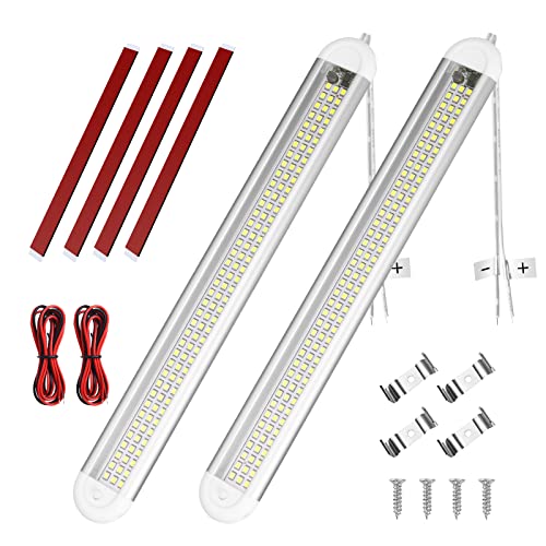 URAQT LED Iluminación Interior del Coche, 12V-85V 8W LED Barra de Luz Interior con Interruptor, 2PCS 120 Leds 6500K Tubo Lámpara de Coches para Vehículos, Caravana, RV, Barco, Camper, Gabinetes