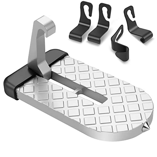 URAQT Pedal para Puerta de Coche,250kg Escalón para Puerta Automóvil Universal Escalera Plegable Forma de U Aleación de Aluminio Pedal de Gancho Plegable para Fácil Acceso al Techo y Limpiar Gris