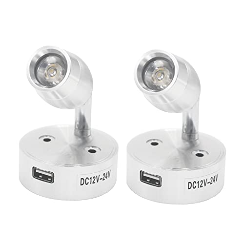 Xinxiu Luz de lectura LED de 12 V con puerto USB de carga rápida, caravana, caravana, autocaravana, autocaravana, luz táctil interior de RV lámpara de pared cálida (2 unidades)